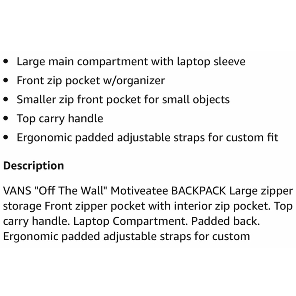 1 Left 5 Star NWT Vans Camo Motive A Tee Backpack - Picture 8 of 8